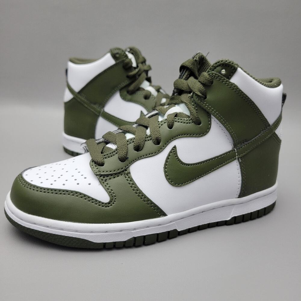 Kids High-Top Sneakers in Olive Green & White